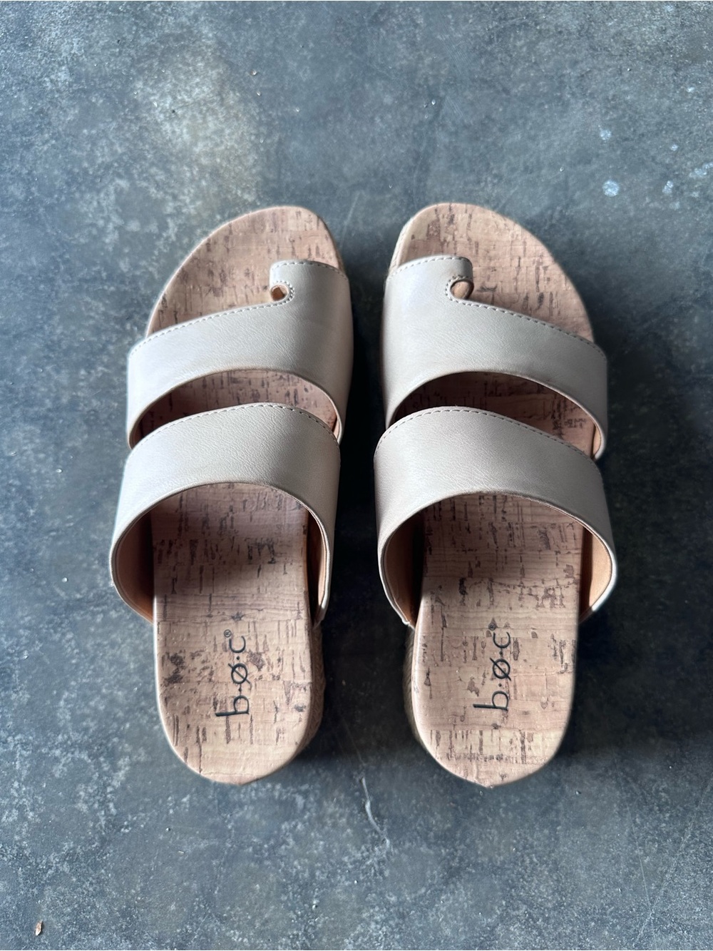 b.o.c. Women’s Taupe Double-Strap Cork Slide Sandals